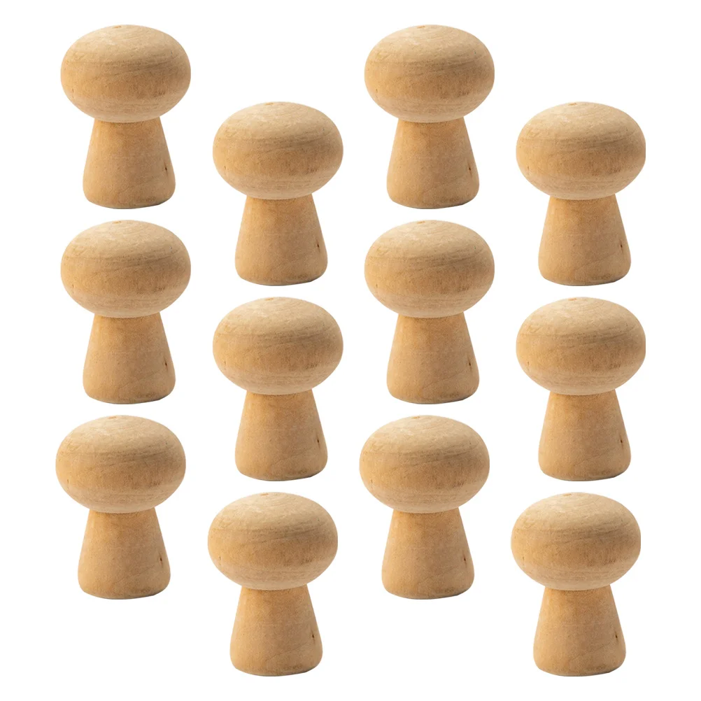 20 pièces en bois naturel en forme de champignon inachevé bricolage Graffiti enfants dessin éducatif bureau parure jouets en bois