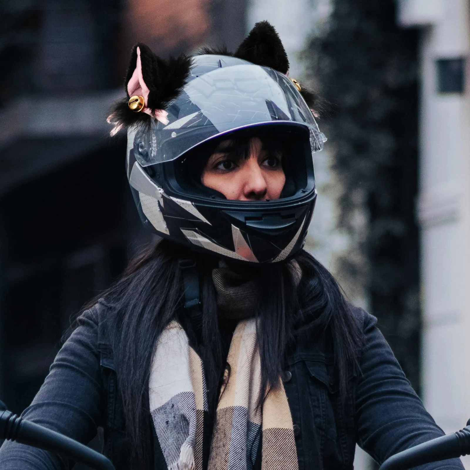 

1Pair Ears Decor Cartoon Style Bell Design Motorcycle Ornament for Female Comfortable Fun Accessory Gear