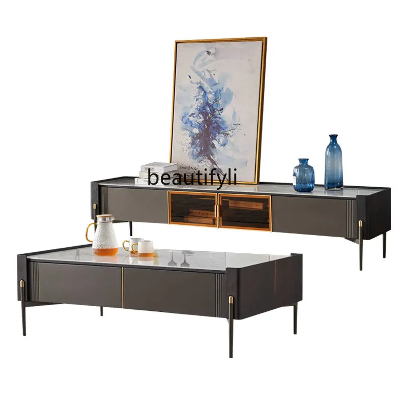 

Italian Light Luxury TV Cabinet Modern Minimalist Living Room Entrance Cabinet Coffee Table TV Cabinet Combination furniture