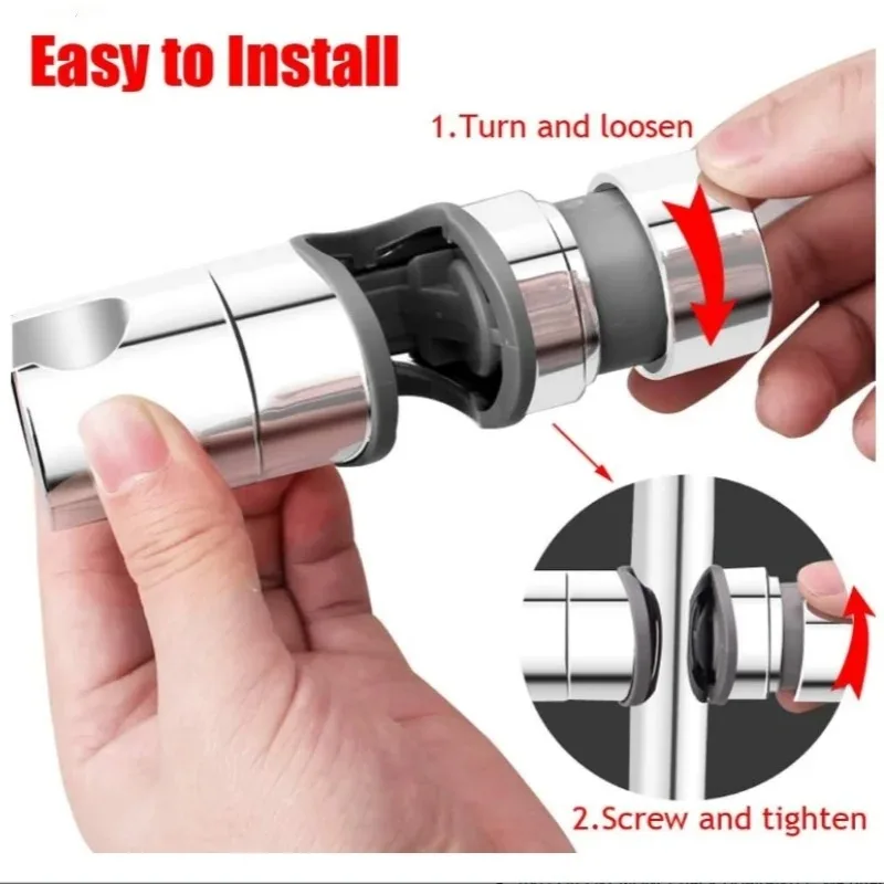 Image 4: Support de pomme de douche universel réglable 18 ~ 25mm, support de Rail de douche chromé ABS, accessoires de salle de bains, supports de montage de douche