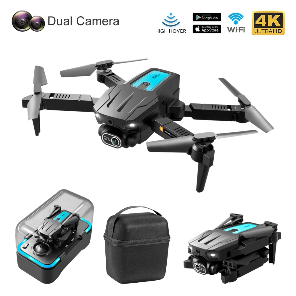 LS XT3 mini drone 2.4G anti-signal interference 4K HD dual lens 3-way obstacle avoidance foldable quad children's aircraft toy