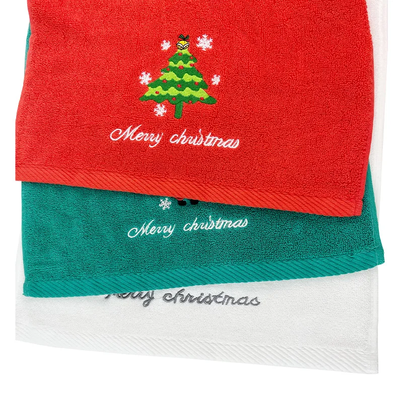 2 pezzi set di asciugamani da bagno corallo in pile assorbente in microfibra albero di Natale Babbo Natale ricamo viso bagno regali di Natale cotone 34 * 73 cm