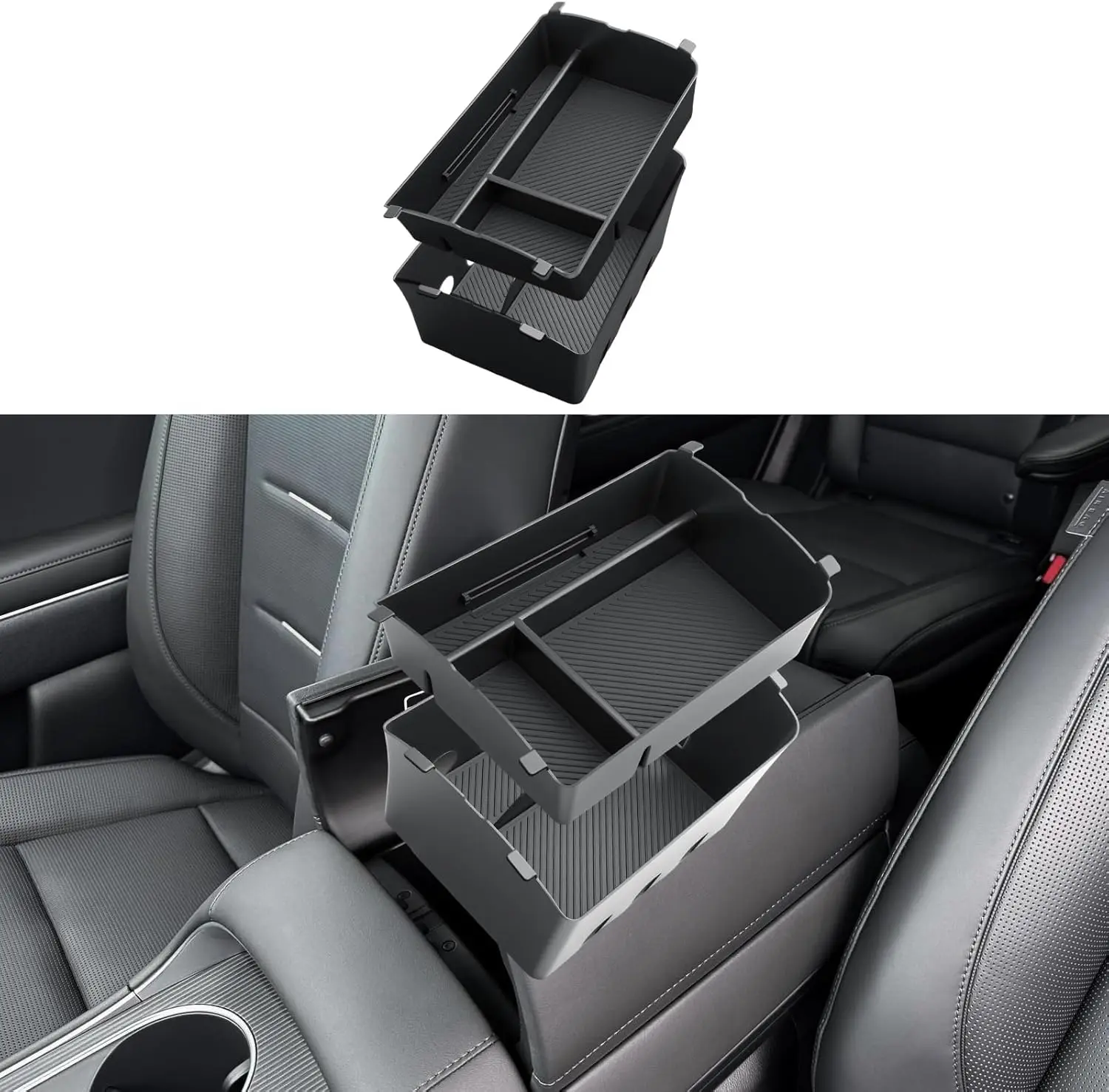 

TACOBRO For 2026 Palisade Center Console Organizer 2 Pcs Upper & Lower Armrest Box Organizer Interior Storage Tray Accessories