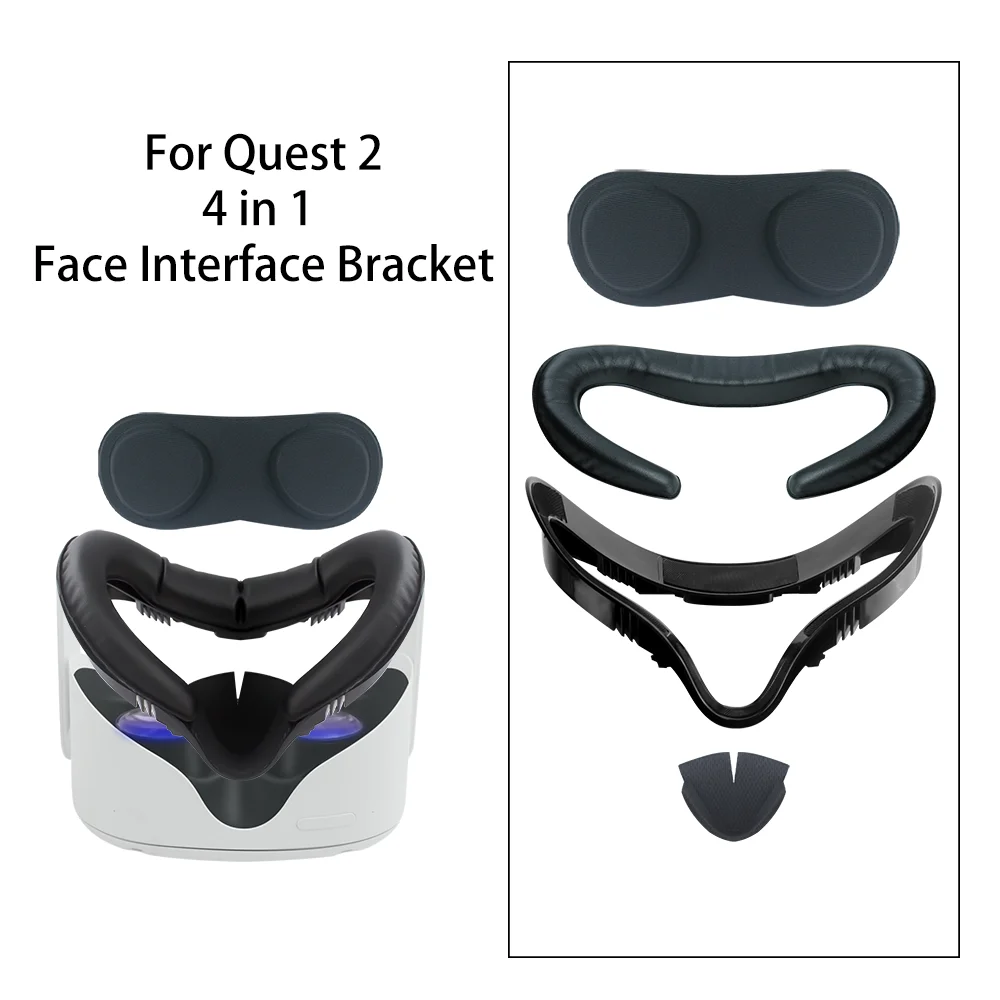 For Meta/Oculus Quest 2 VR Headset Face Interface Bracket PU Leather Comfort Breathable 4 in 1 For Quest 2 VR Accessories