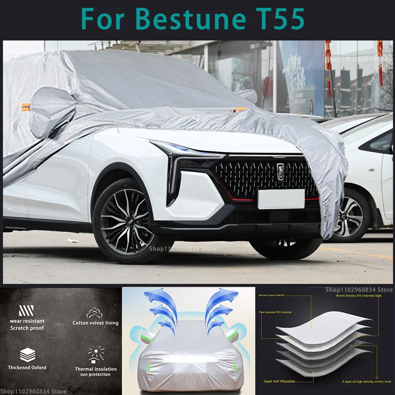 

For Bestune T55 210T Waterproof Full Car Covers Outdoor Sun uv protection Dust Rain Snow Protective Auto Protective cover