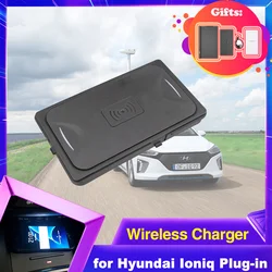 Car Wireless Charging Pad for Hyundai Ioniq Plug-in 2017~2022 Phone Holder Fast Charger Plate Accessories 2018 2019 2020 2021