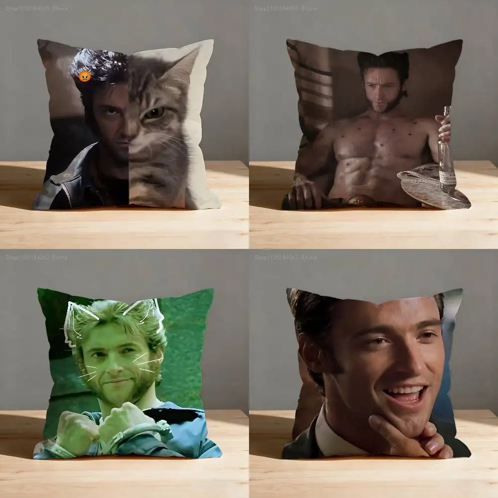 

H-Hugh J-Jackman Funny Pillow Case Print Polyester Fiber 40X40 cm Home Sofa Throw Cushion Cover Decoration