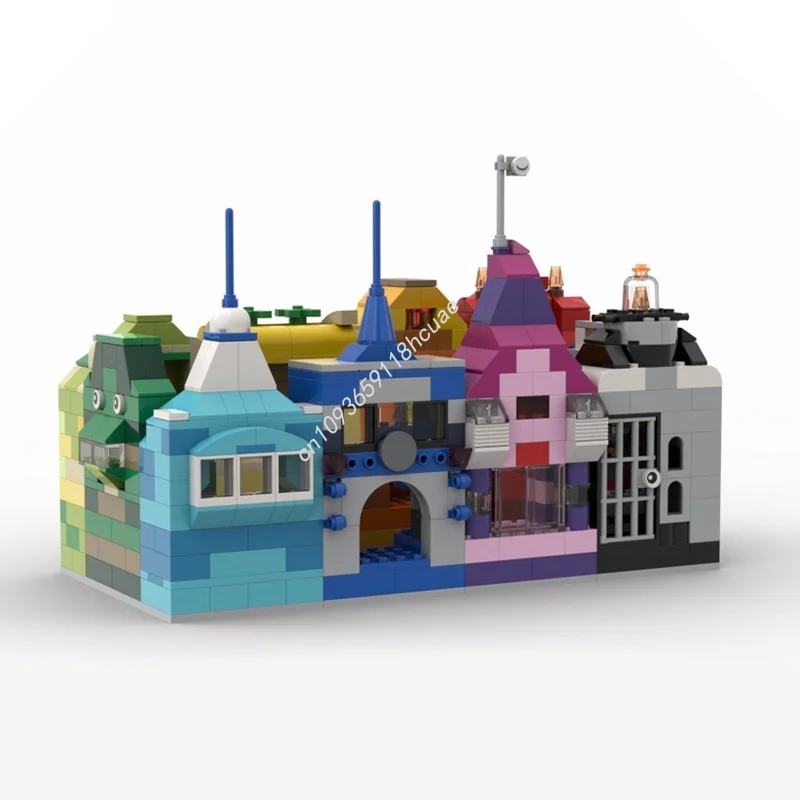 384 pçs moc arco-íris casas 6 azul cinza clássico modelo presentes de natal blocos de construção construção brinquedo diy tijolo criativo crianças