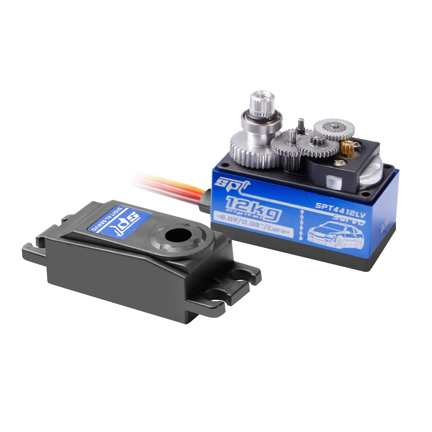 Servo digital de cuerpo corto SPT 4412LV 12KG 180 °   Metal Gear Servo brazo metálico de perfil bajo para 1/10 1/12 RC Car SCX10 TRX4 ala fija