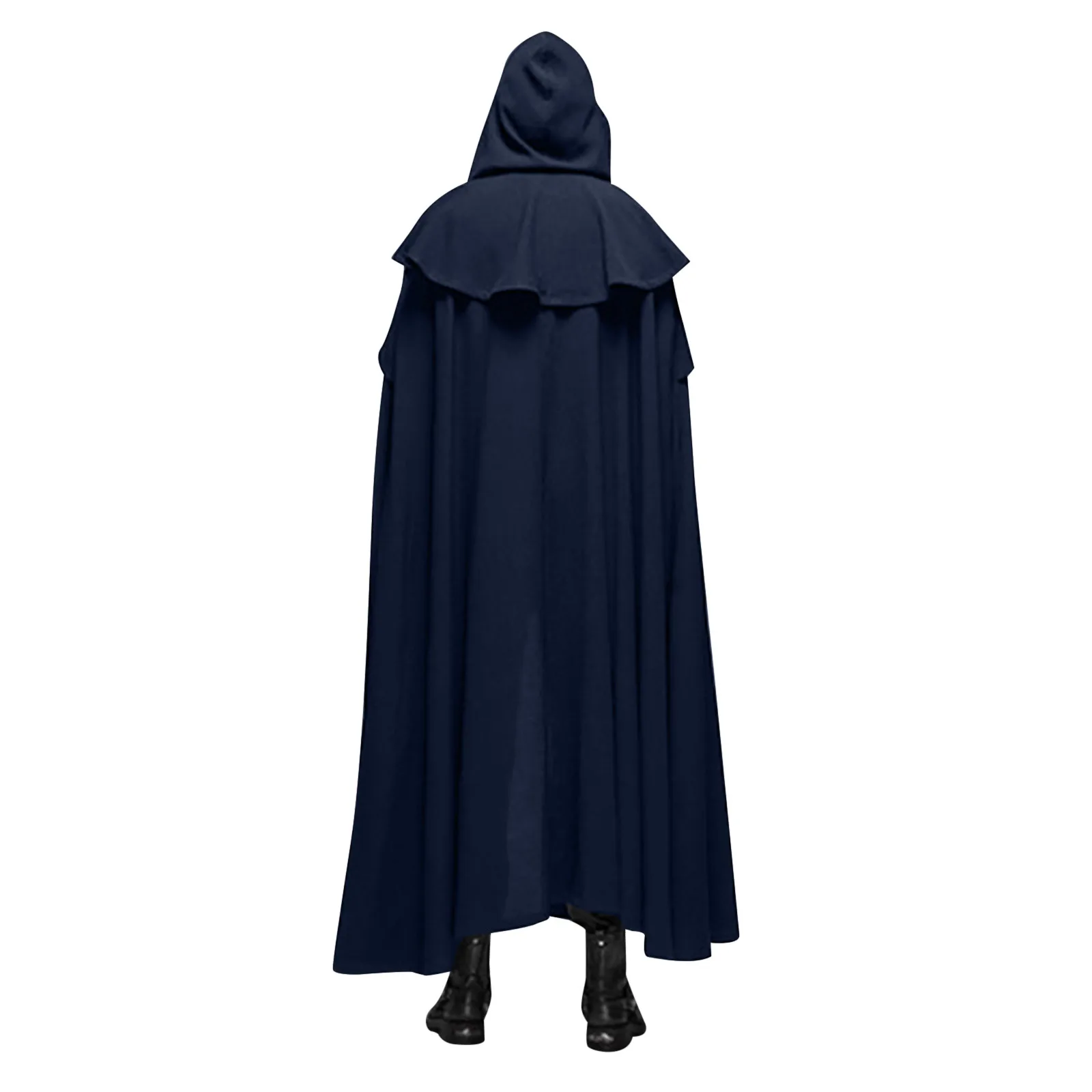 Women'S Medieval Halloween Hooded Poncho Witch Double Layered Lace-Up Retro Cape Solid Colour Classic Party Performance Costume