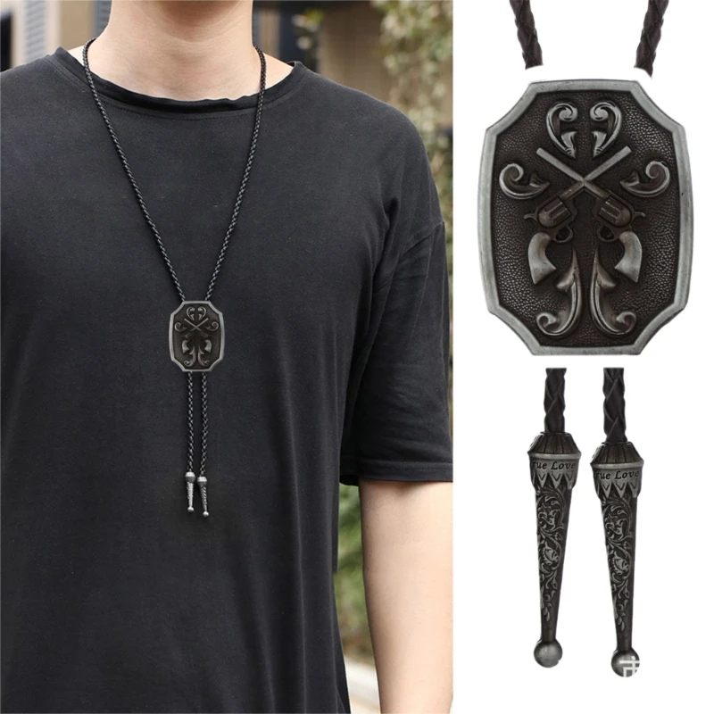 

Traditional Bolo Tie for Women Men Metal Plate Bolo Tie Necktie Western Cowboy Necklace Bolo Tie Music Concert Shirt Tie