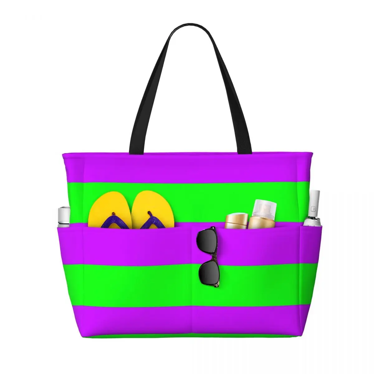 

Neon Purple & Green Large travel bag Waterproof Tote Beach Bag Large Capacity Travel Shopping bags