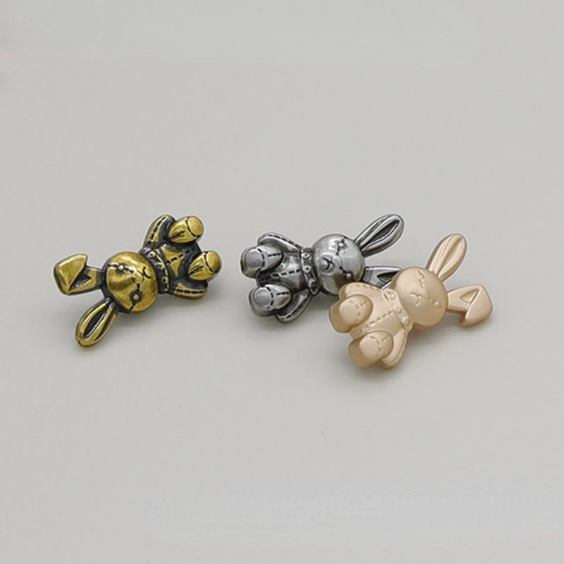 20X11mm Vintage Metal Rabbit Button for Knitted Cardigan Sweater Coat Decorative Children\'s Clothing Sewing Cartoon Shank Button