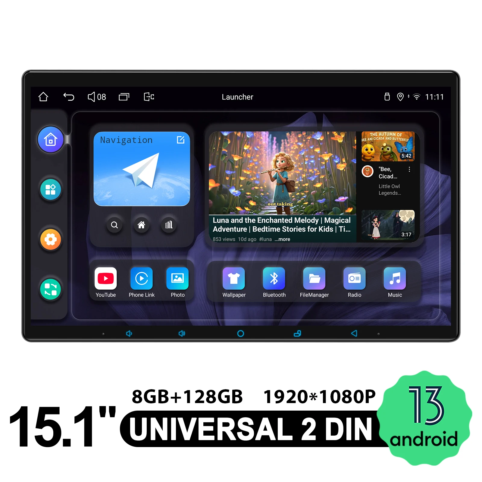 JOYING 15.1 Inch 8G 128G 1920*1080 Double 2 Din Car Radio Stereo Multimedia Player Head Unit With Android Auto Carplay HDMI Out