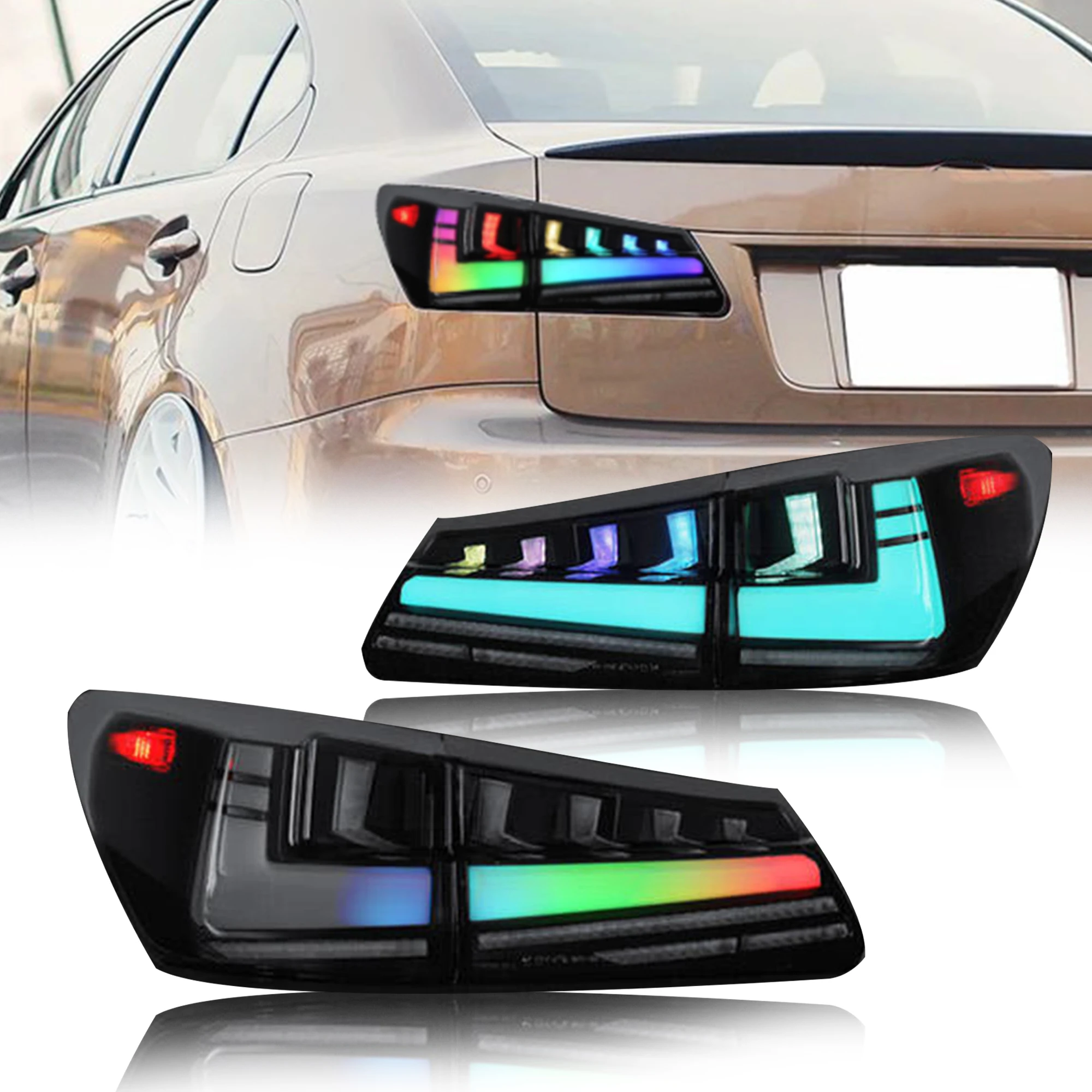 

DK Motion для Lexus IS XE10 250 300 350 2006-2012 RGB светодиодные задние фонари светодиодные задние фонари автоаксессуары