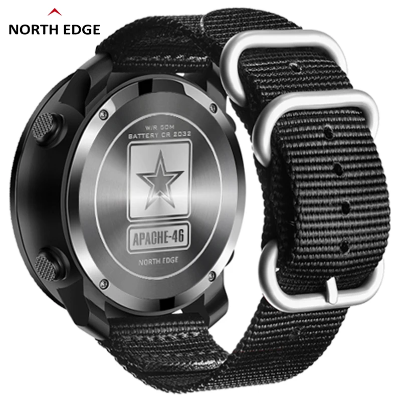 Montre numérique pour homme North EDGE APACHE-46, montre de sport de plein air, course à pied, natation, altimètre, baromètre, boussole