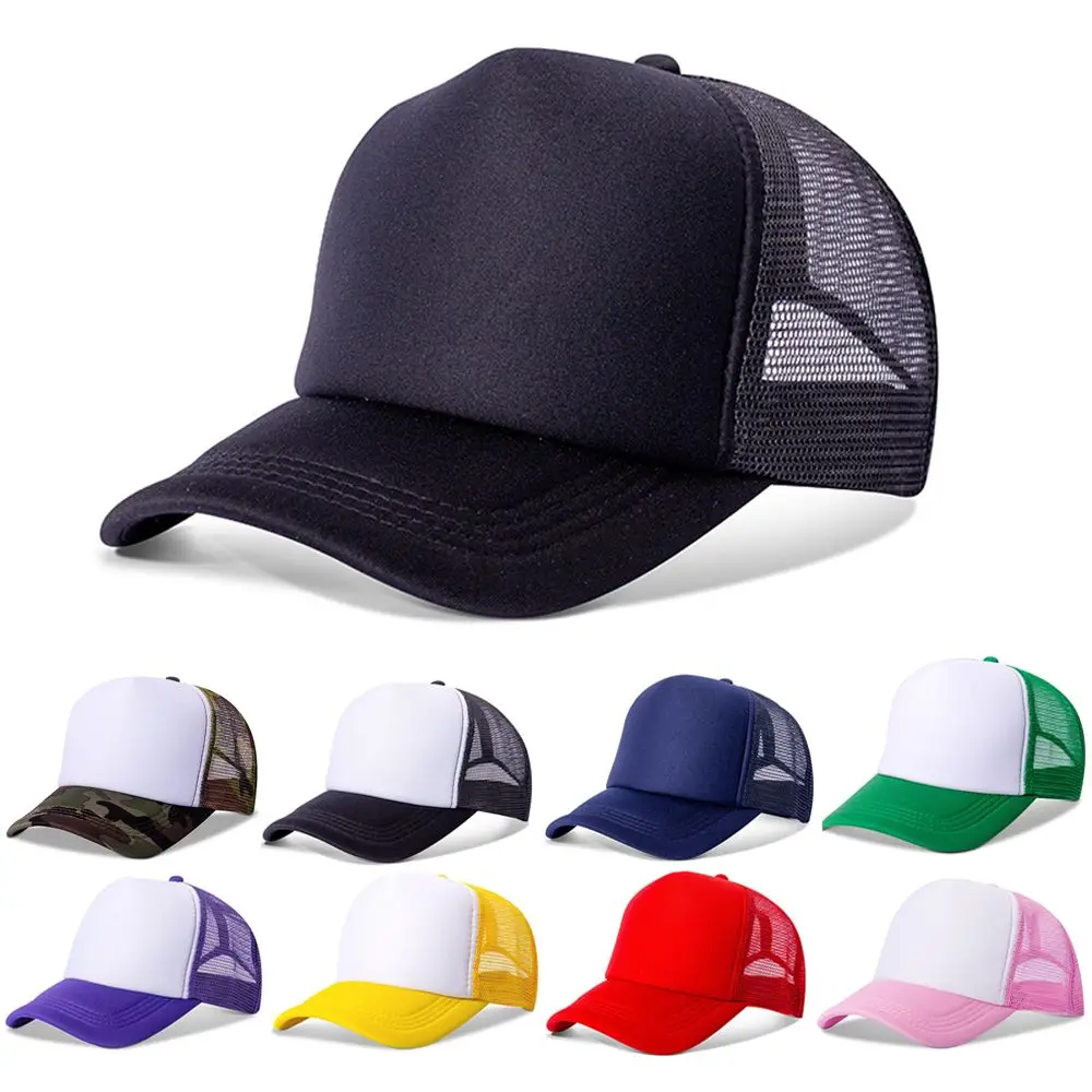 Fashion Unisex Plain Baseball Cap Adjustable Trucker Baseball Cap Snapback Mesh Curved Mens Womens Sun Summer Hat