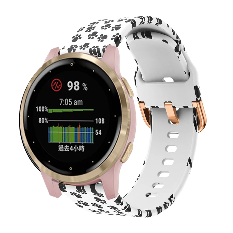 18 مللي متر الطباعة سيليكون الرياضة الفرقة ل شاومي Mi ساعة ذكية الأشرطة سوار ل Garmin Vivoactive 4s/Venu 2S Correa معصمه