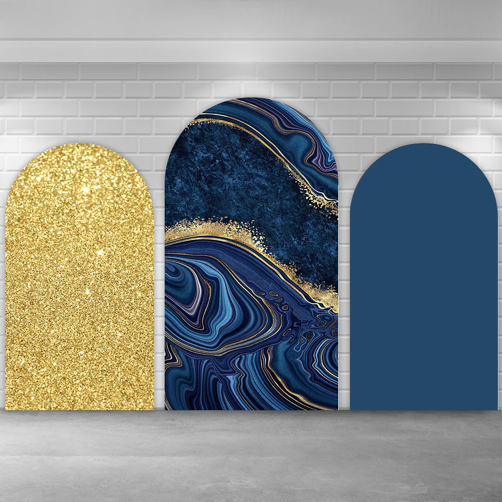 Navy Blue Marble Arch Chiara Backdrop Cover Wall Decoration Gold Birthday Background Photography