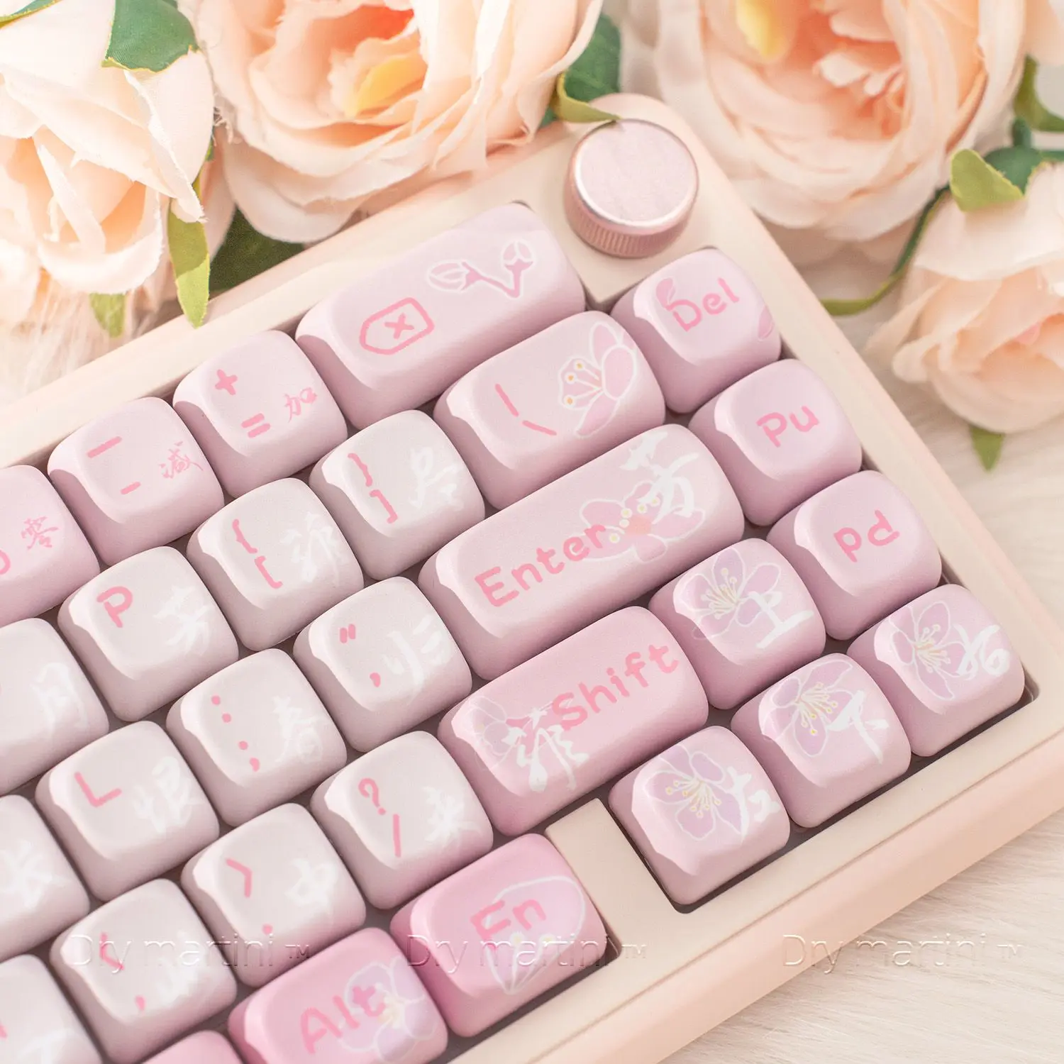 131 Keys Cute Gift PBT Keys Cap MOA Keycaps Cute Pink for Dye Sublimation MOA Key Cap for Aula Made68 Mad68 Wooting 60