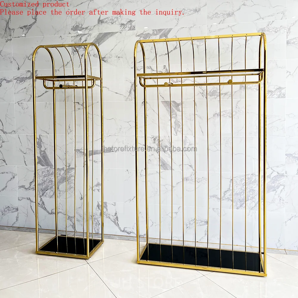 

Floor TypeFurniture Fashion Gold Clothing Men's and Women's Cloth Shop Side Hanging Combination Marble Hanging Clothes Rack
