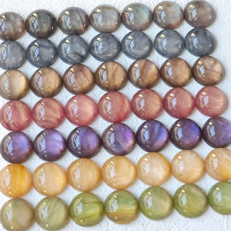

New arrived 100pcs/lot 18mm color pattern print geometry rounds shape resin cabochon beads diy jewelry garment hair accessory