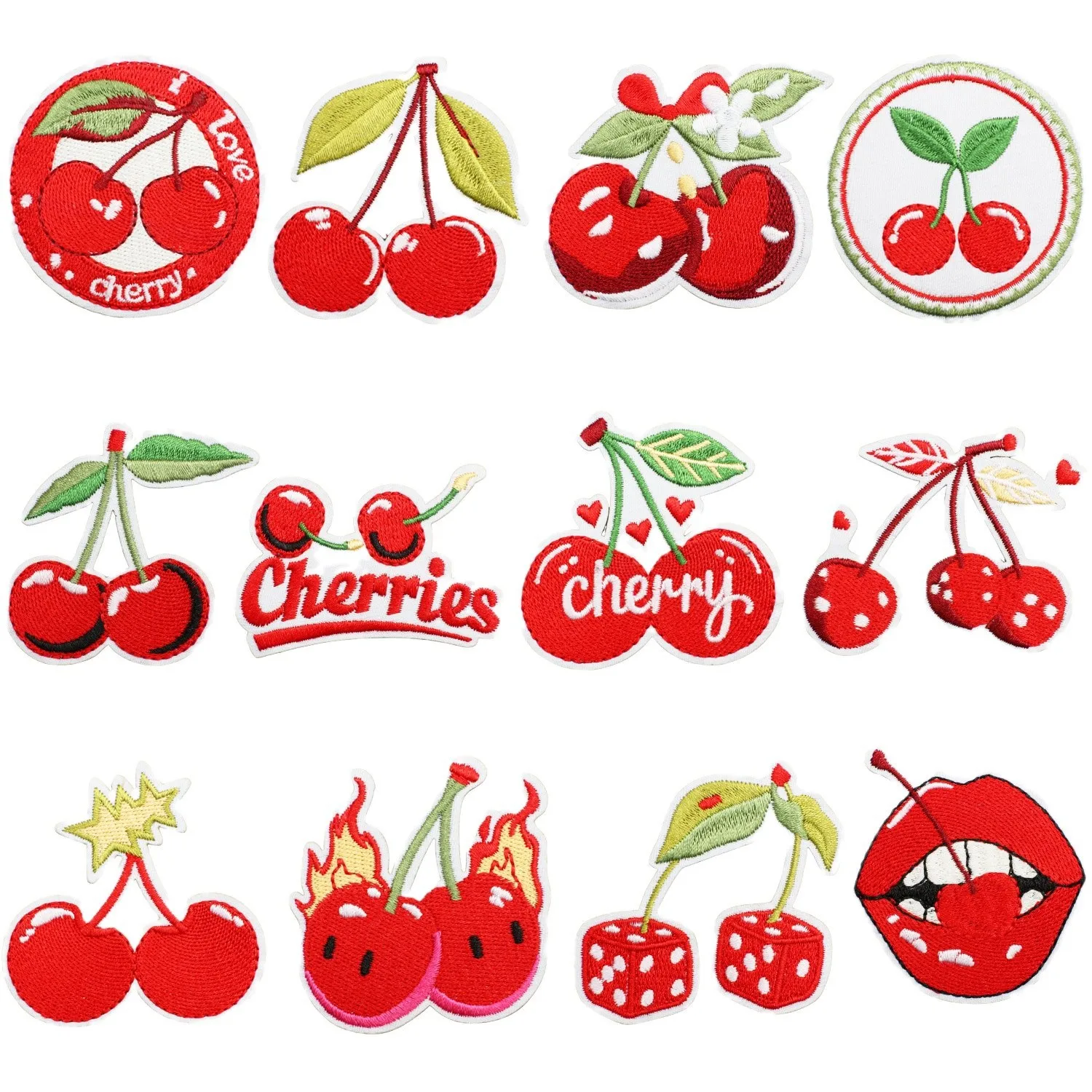 Cherry Emblem Clothing Accessories Badge Sticker Embroidered Embroidery Sticker Iron-on Patches