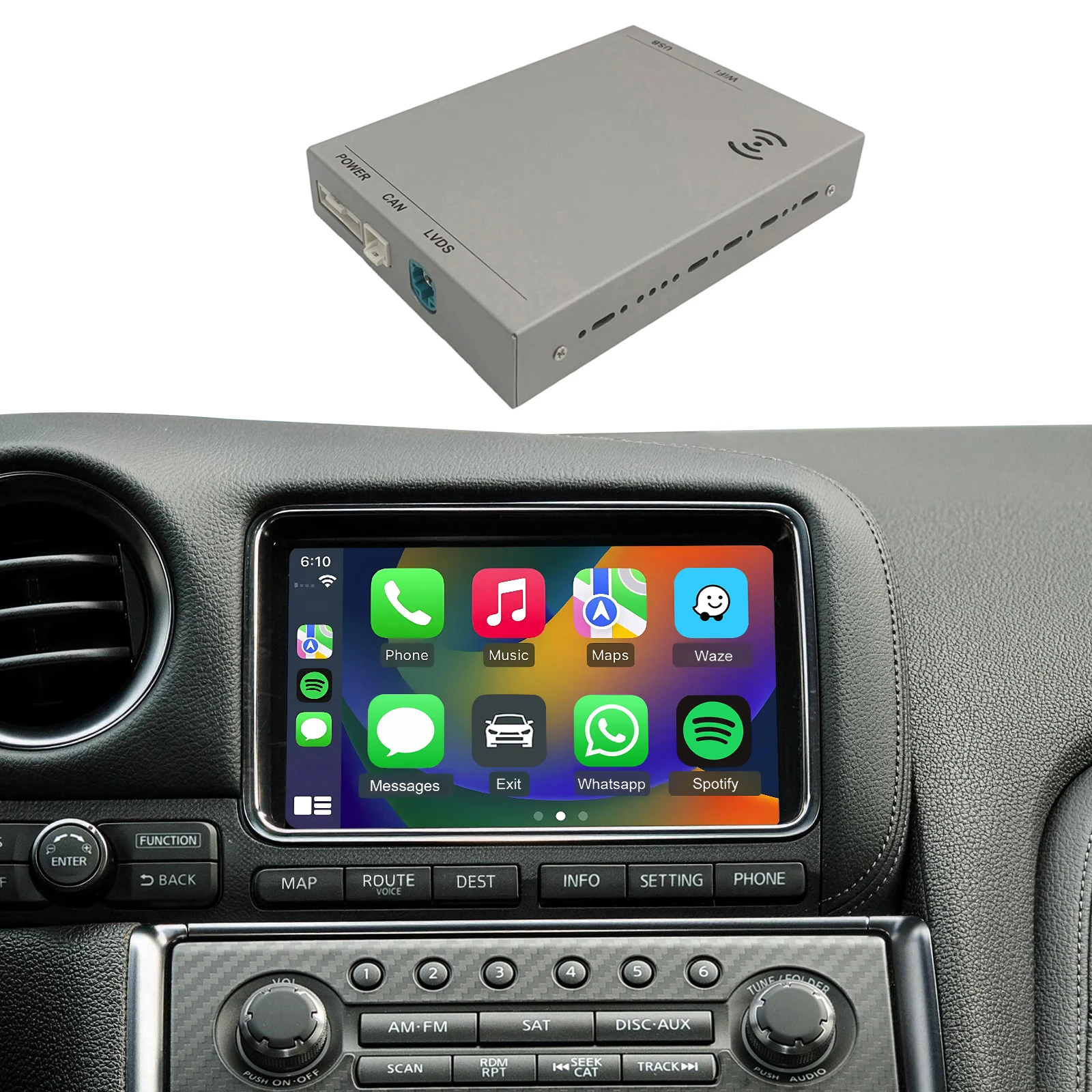

Wireless CarPlay & Android Auto Interface for Nissan GT-R 2009-2016, 370Z 2009-2020