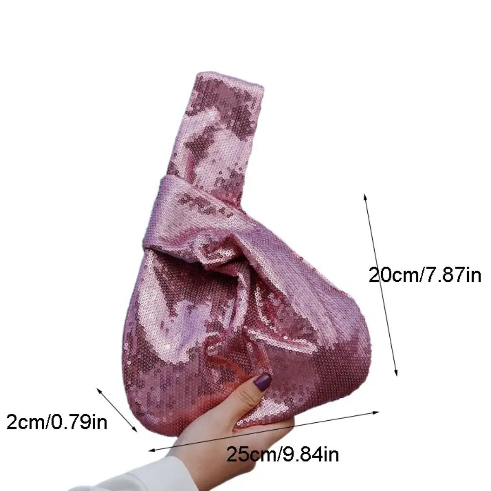 シンプルなグリッターノットリストバッグ韓国スタイルバケットバッグスパンコールハンドバッグ新年ギフト財布トートバッグレディース