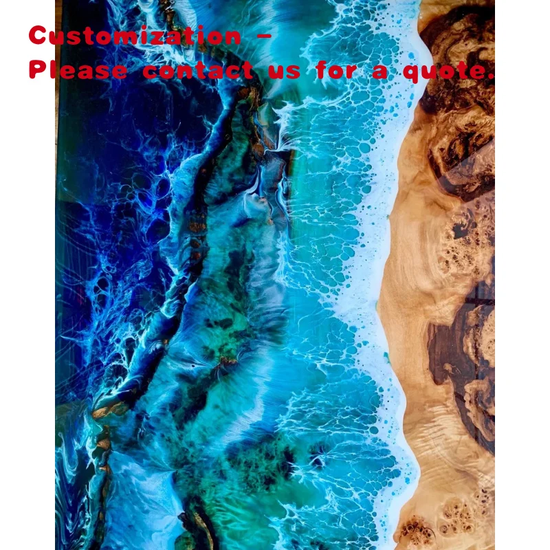

custom.Factory Price Blue Transparent Epoxy Resin River Wooden Dinning Table