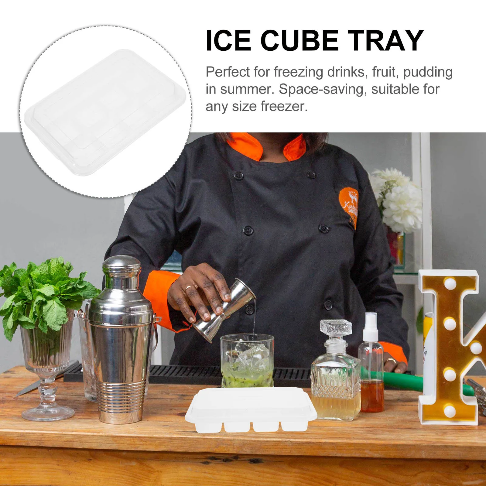 

3pcs Reusable Pp Cube Tray Large Capacity Bpa Free Easy Release Mold For Whiskey Cocktails Ice Cube Maker Tray With Lid Space