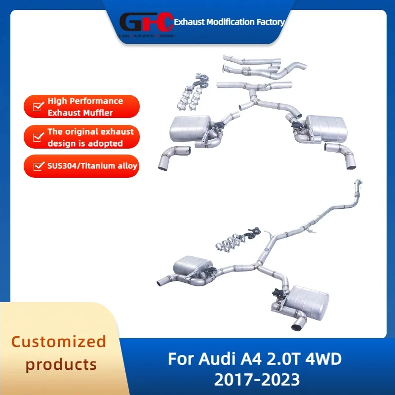 

Выхлопная система Catback Valvetronic для Audi A4 2.0T 4WD 2017-2023, высокопроизводительная, из нержавеющей стали, с клапаном, глушитель.