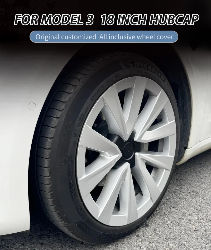 4PCS HubCap 18 Inch Performance Wheel Caps Automobile Replacement Hub Cap Full Rim Cover Accessories for Tesla Model 3 2018-2023