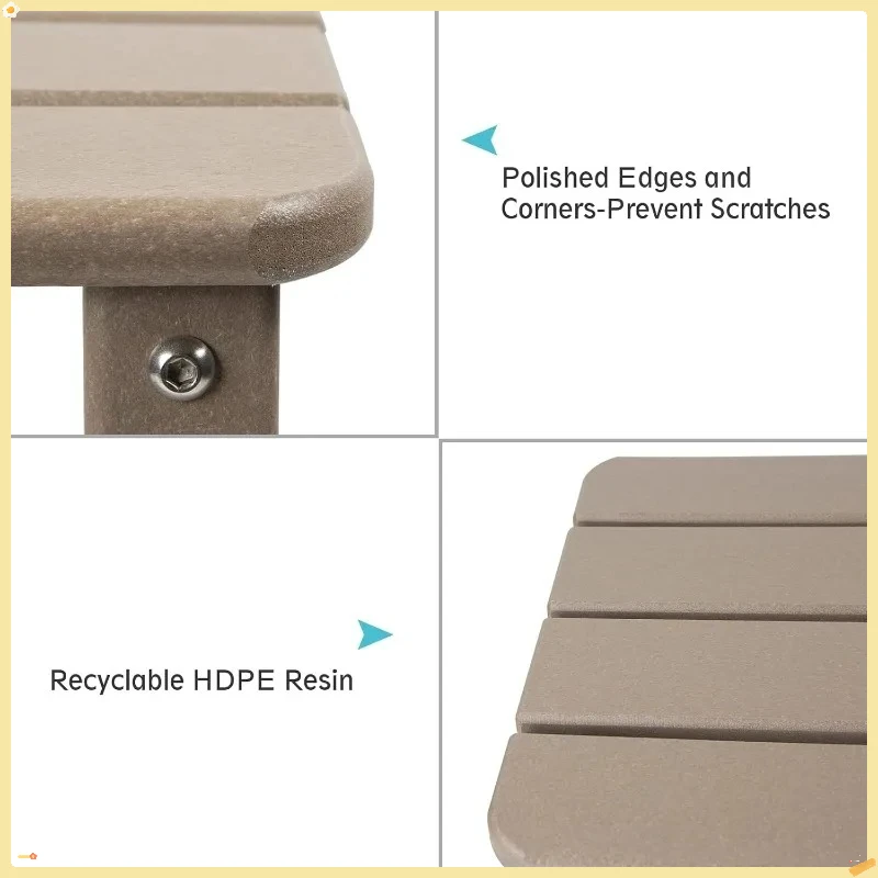 Mesa auxiliar duradera color topo para patio exterior y uso en interiores: diseño rectangular clásico