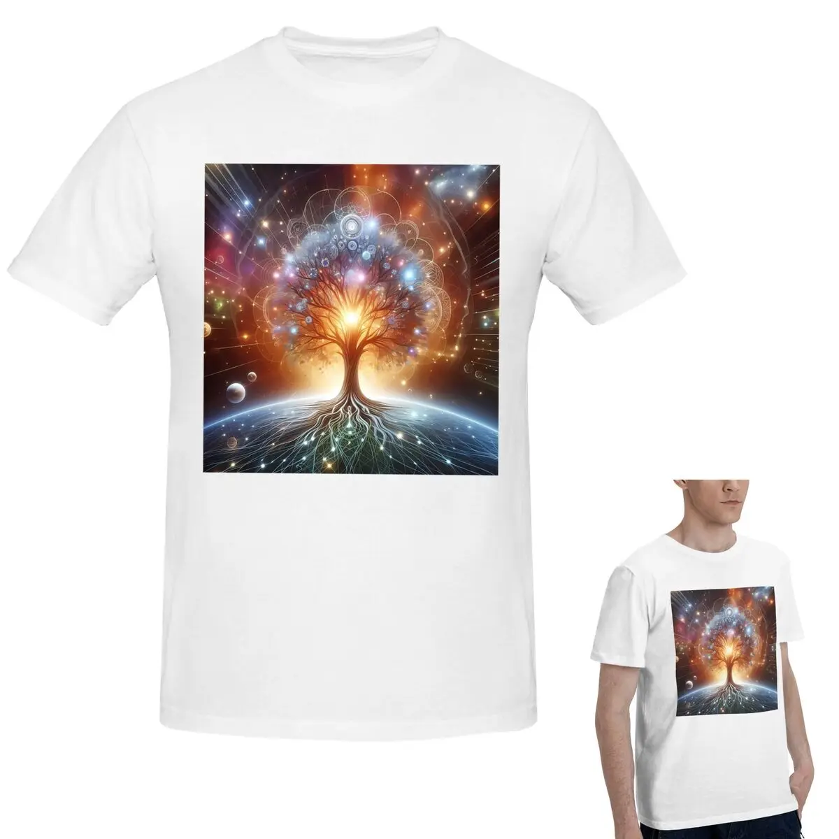 

Футболка «Древо жизни» из 100% хлопка, мужская классическая футболка большого размера, мужские летние рубашки с круглым вырезом, топы, S-6XL