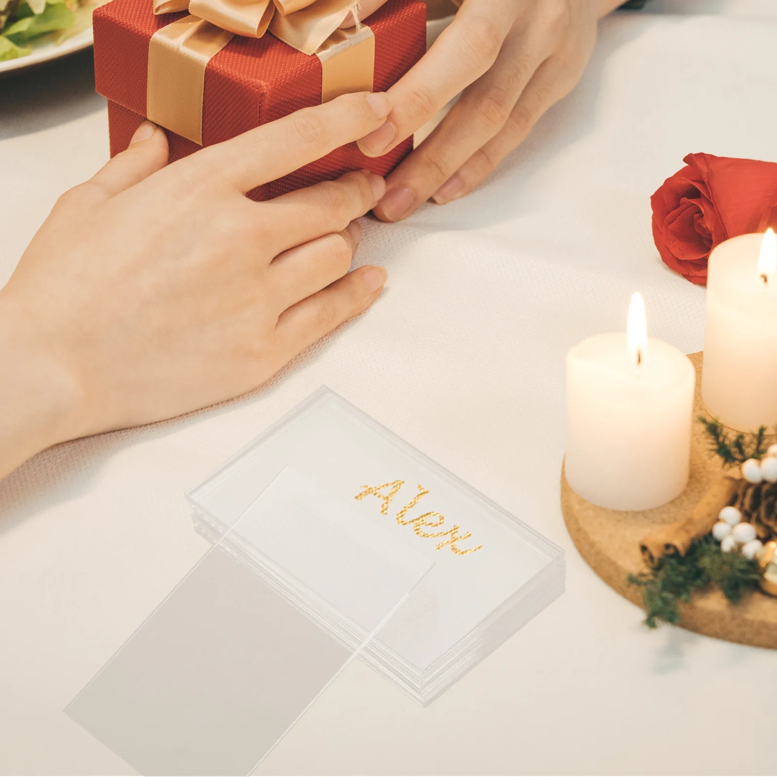 

40Pcs Clear Acrylic Rectangle Place Cards Wedding Table Numbers Blank Signage for Receptions Events Wedding Place Cards