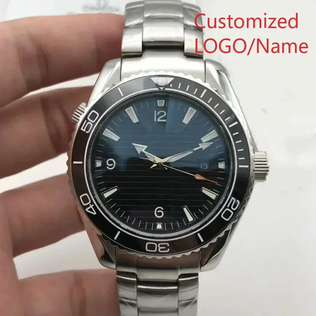 الرجال حالة 600 Relogio Masculino ساعة ميكانيكية المحيط الكون الصلب الأسود الأزرق السيراميك 007 ريترو ساعات أوتوماتيكية مخصصة #1