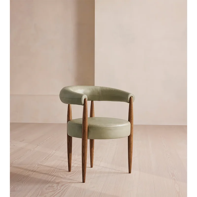 Modern Microfiber Leather Upholstered Dining Room Chairs High Quality OAK Wooden Armchair