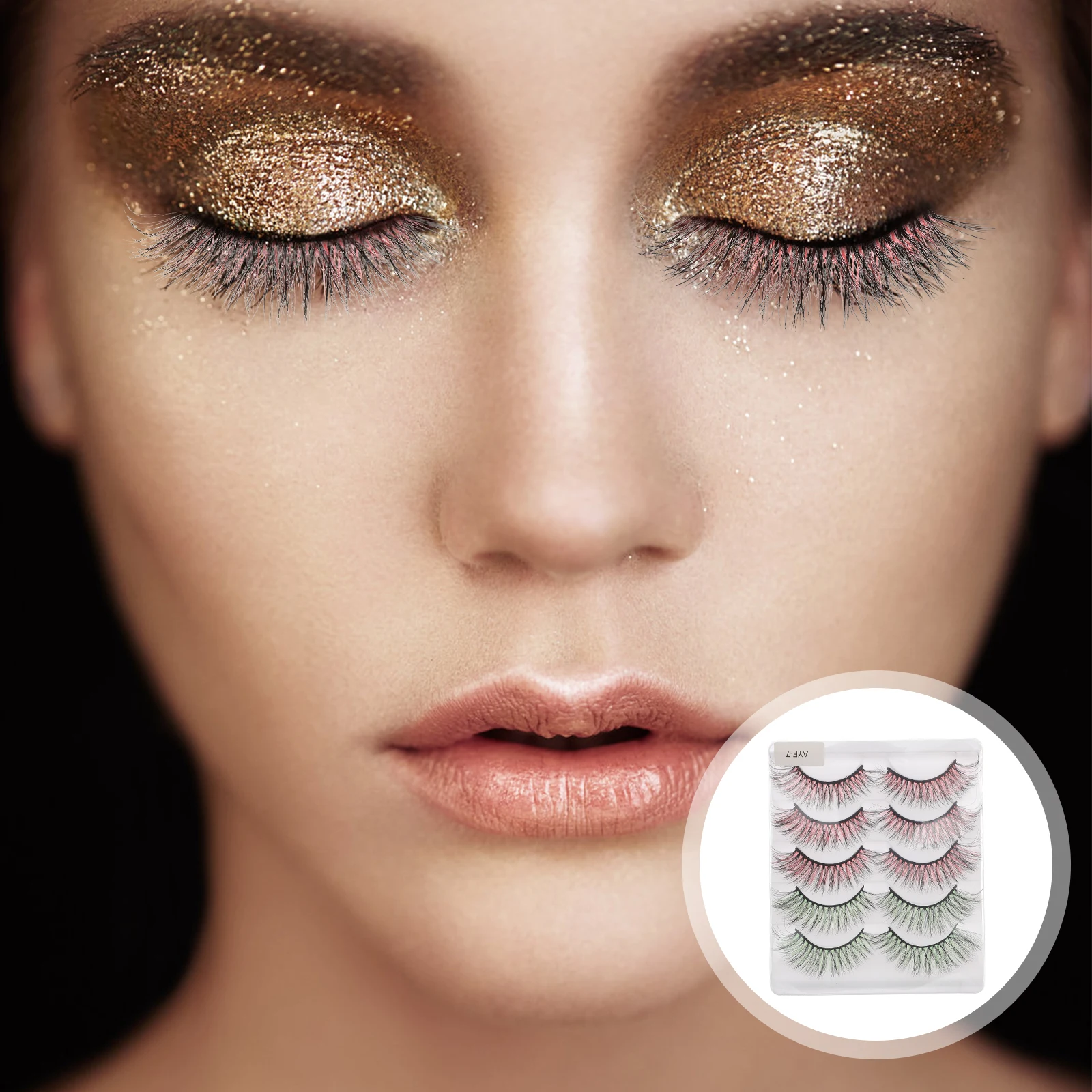 

5 Pairs Colored False Eyelashes Fashionable Style Party 3D Mardi Gras Costumes Photo Prom