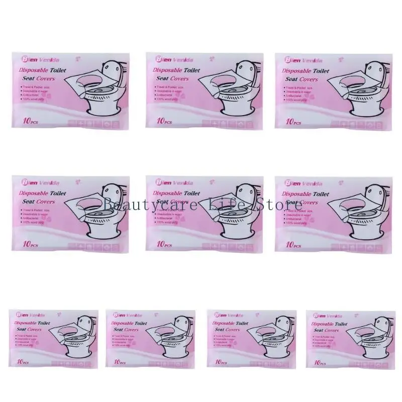 652C Disposable Toilet Cover Travel Camping Bathroom Flushable Water Paper