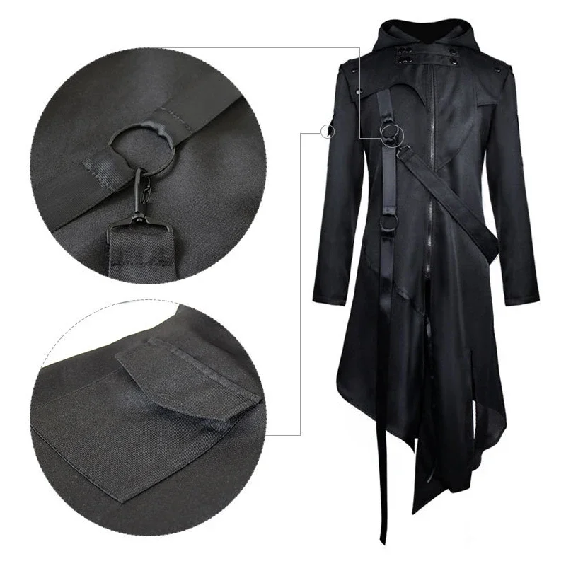 

Adults Steampunk Trench Coat Gothic Jacket Vintage Medieval Renaissance Plague Doctor Bird Mask Halloween Party Cosplay Costume