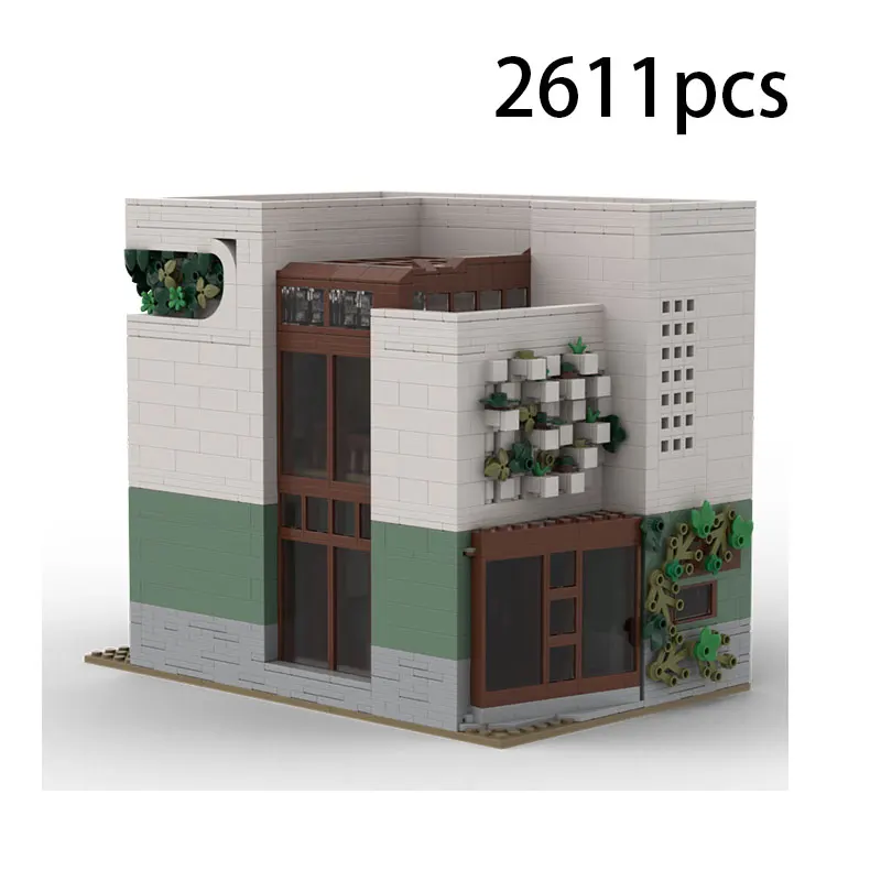 MOC Green Plant Street Scene Villa Building House Small Particle Assembly Building Block Model Decompression Toy 2611pcs