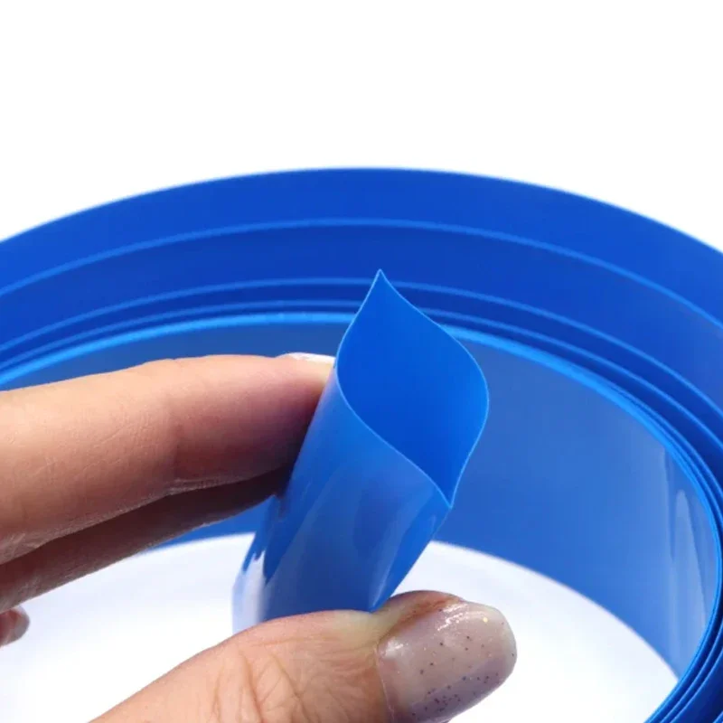 Blue PVC Heat Shrink Tube Width 7mm ~ 600mm Insulated Film Wrap Lithium Case Protection Cable Sleeve