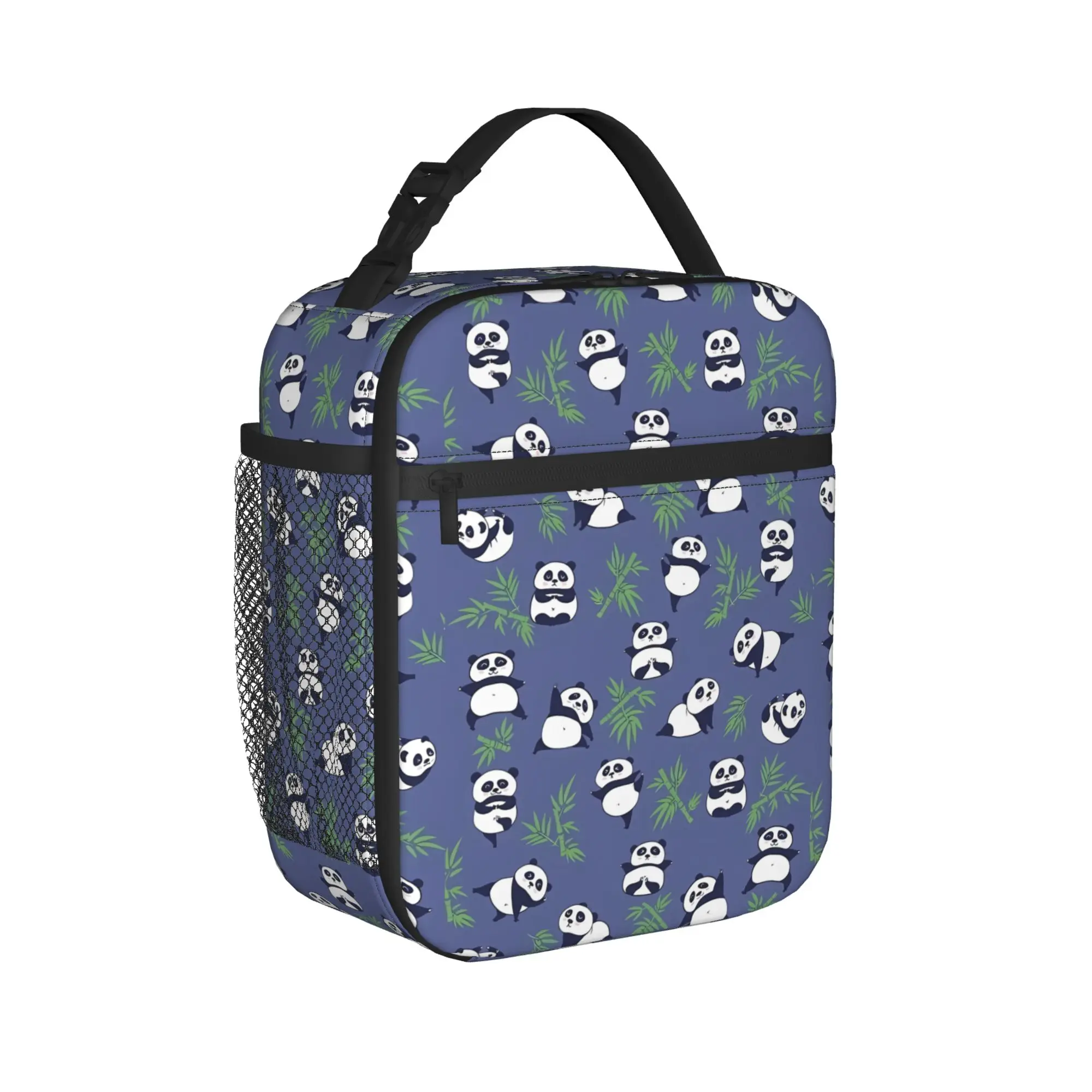 Panda And Bamboo Lunch Bag For Men  Graphic Lunch Box Aesthetic Travel Cooler Bag Portable Zipper Oxford Thermal Lunch Bags