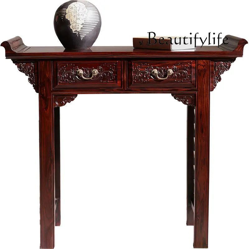 

New Chinese-style antique entrance strip table Solid wood household table designer high-end new