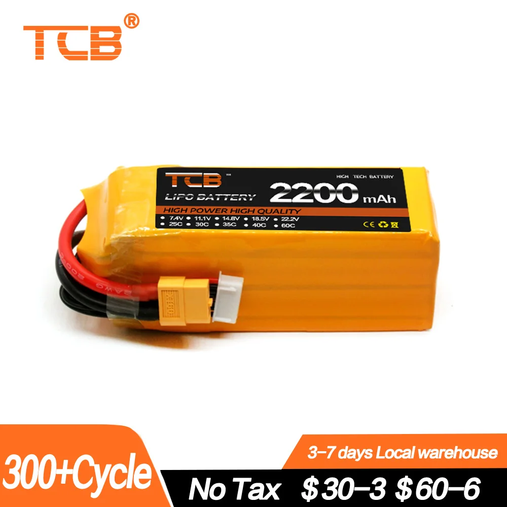 New TCB RC Drone LiPo Battery 6S 22.2V 2200mAh 60C With XT60 Plug For RC Airplane Helicopter Quadrotor Car Aircraft Batteries