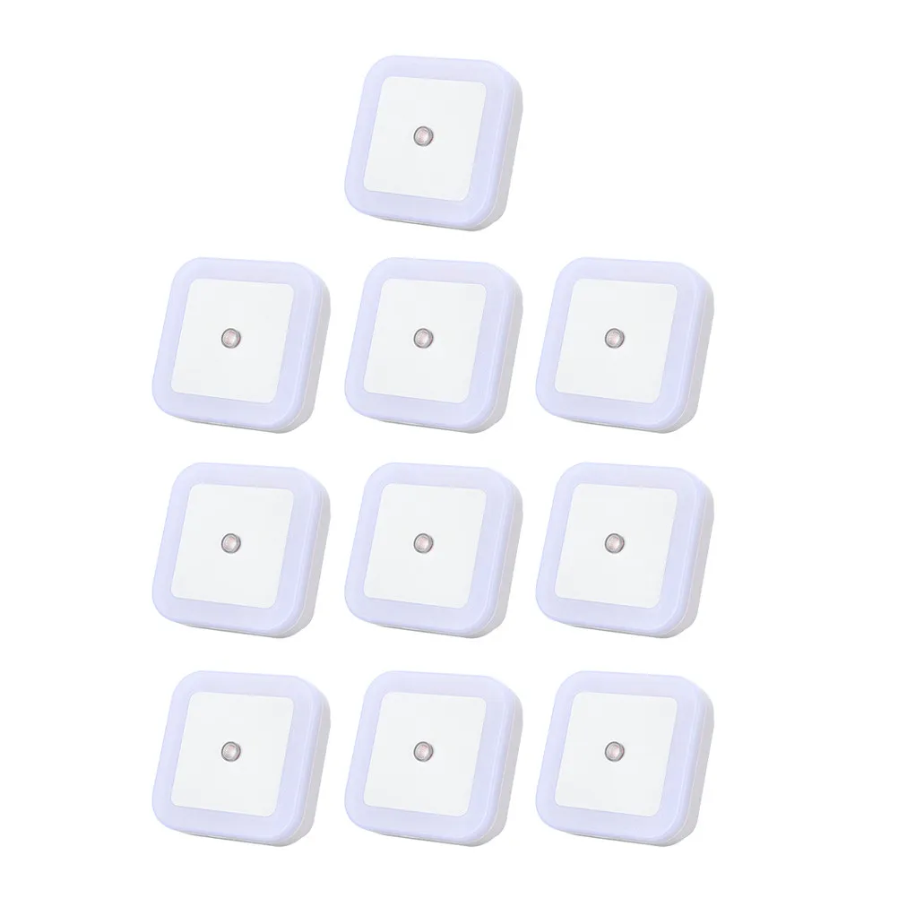 10Pcs Small Night Light LED Sensor Lamp Energy Efficient Induction Nightlight for Bedroom Living Room Office Night Use