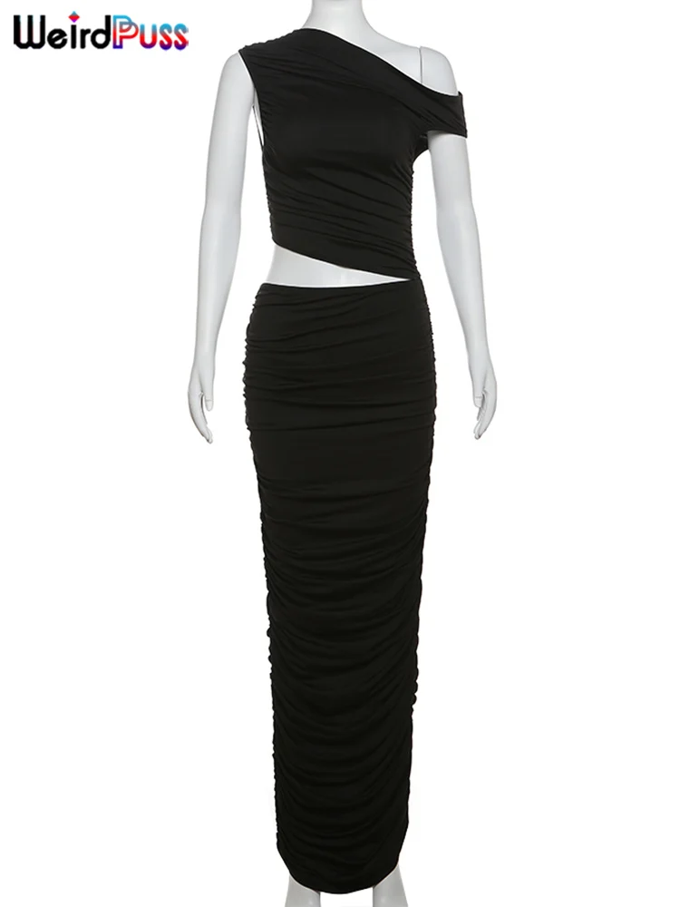 Sukienka z odkrytymi ramionami, damska, letnia, seksowna, z wycięciami, nieregularna, bez talii, z falbanami, bez rękawów, elegancka, na imprezę, obcisła, typu vestidos.