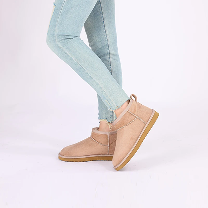 Evshine Winter-Pelz-Schneestiefel für Damen, rutschfest, mit Plüsch gefüttert, Wildlederstiefel, warme, flauschige Hausschuhe, klassische Schneestiefel – Detail 13