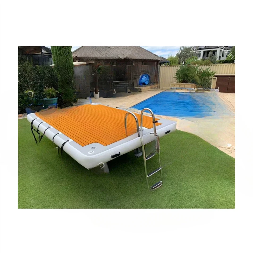 20 thickness floating dock water inflatable platform with hard ladder swimming fishing leisure island